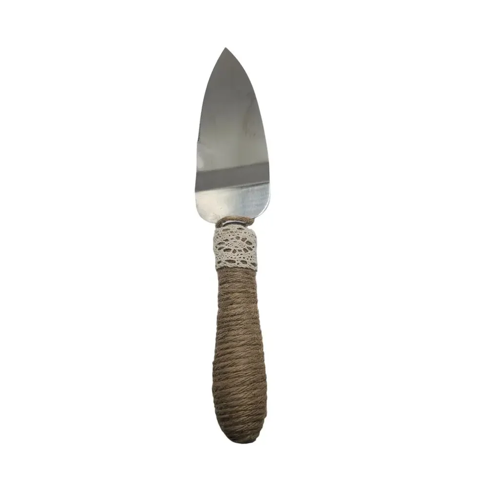 Rustic Twine Wrapped Cake Knife & Server Set Stainless Steel Wedding‎ Farmhouse